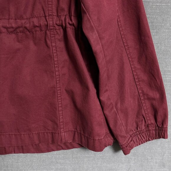 Old Navy Jacket L Burgundy Full Zip Drawstring Utility Coat Fall Layering Casual - Picture 5 of 10